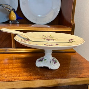 James Kent Old Foley Pedestal Dessert Plate and Server