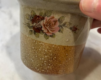 Vintage Monroe Salt Works Pottery Rose Pattern Crock - Small - Etsy