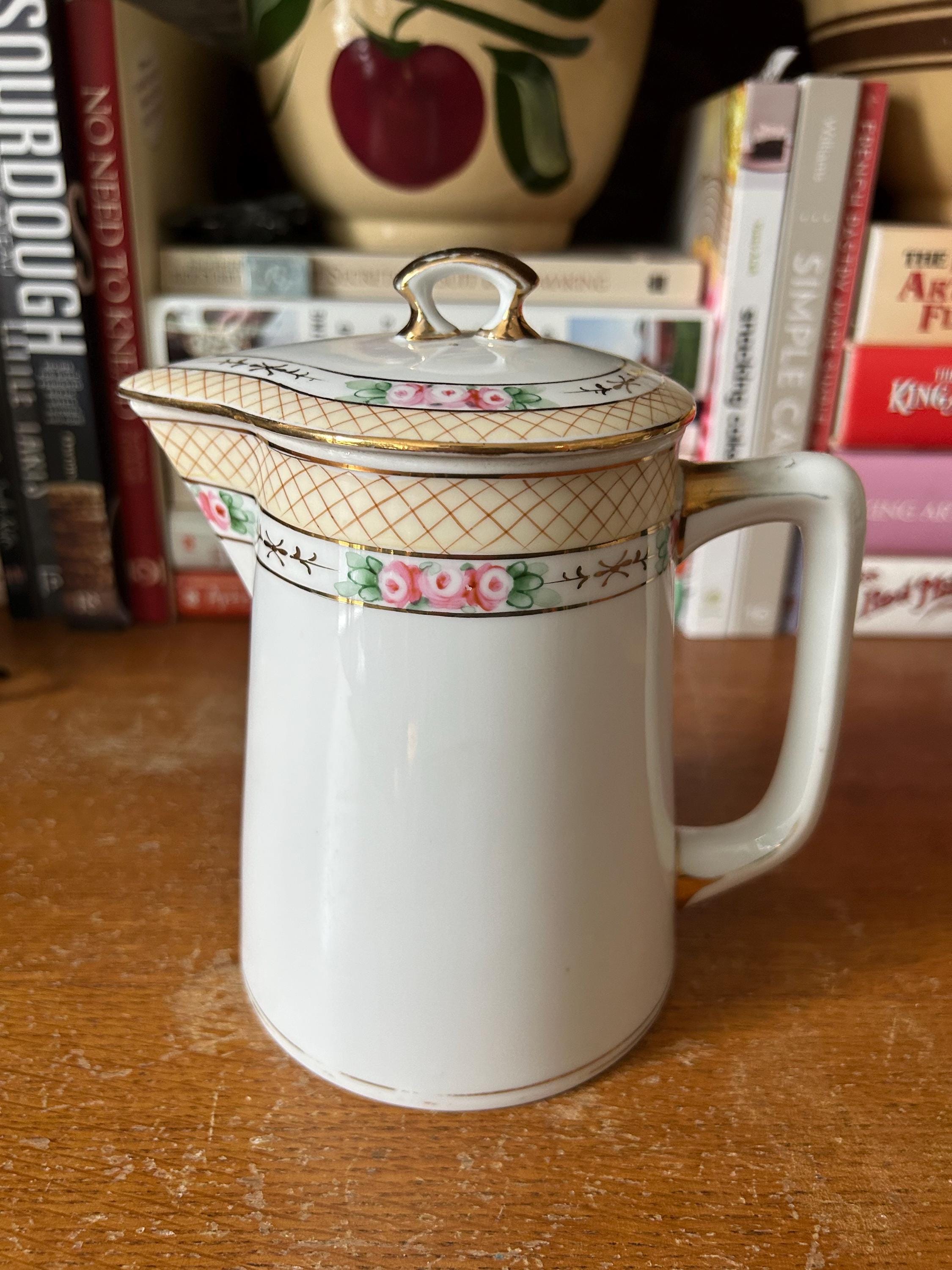 【専用】オールドニッポン 金盛り 花紋 チョコレートポット コバルト ゴールド Vintage Nippon Hand Painted Cobalt & Gold Chocolate Pot