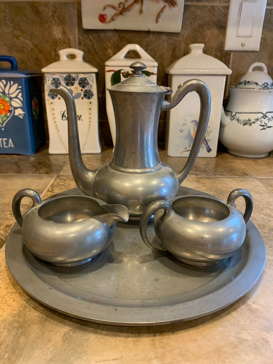Vintage Pewter Tea Set by Wilcox Etsy