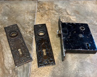Antique Door Knob Plates with Lock