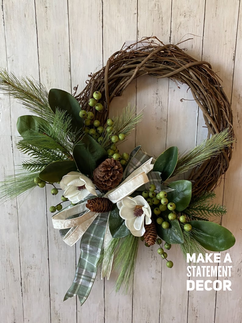 Door Wreath Wreath Front Door Wreath Grapevine Wreath Magnolia