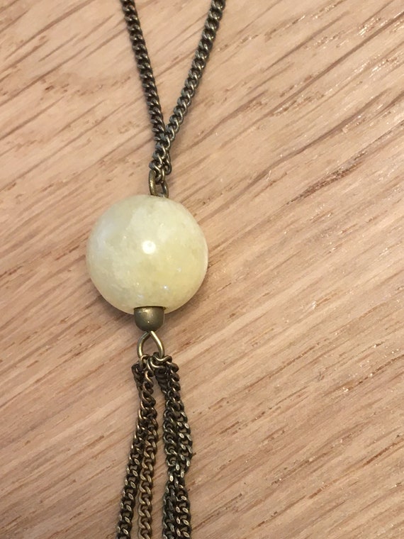 Collier Sautoir Perles Jade Marbre Vert Pompon Soie - Bijou Asiatique Neuf Sans Boîte