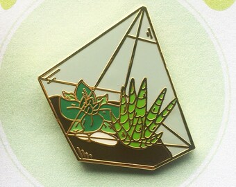 Succulent Terrarium Enamel Pin | Succulent Enamel Pin | Plant Enamel Pin