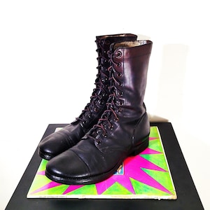 Vintage 50s Korean War Era Leather Cap Toe Combat Boots Vtg 1953 Endicott Johnson US Military Size 11
