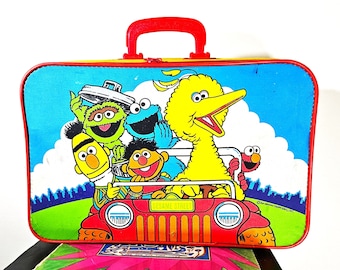 Vintage Sesame Street Muppets Childs Suitcase on Wheels Romar