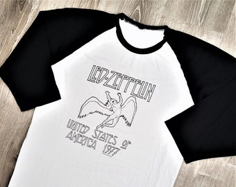 Vintage 2002 Led Zeppelin 77 Tour T Shirt Vtg Y2K Raglan Concert Rock Tee XXL