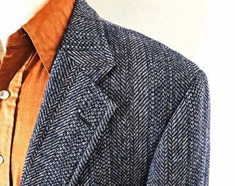 Vintage Chaps Ralph Lauren Tweed Herringbone Wool Blazer Sport Jacket Vtg 80s 90s Made in USA 42 R