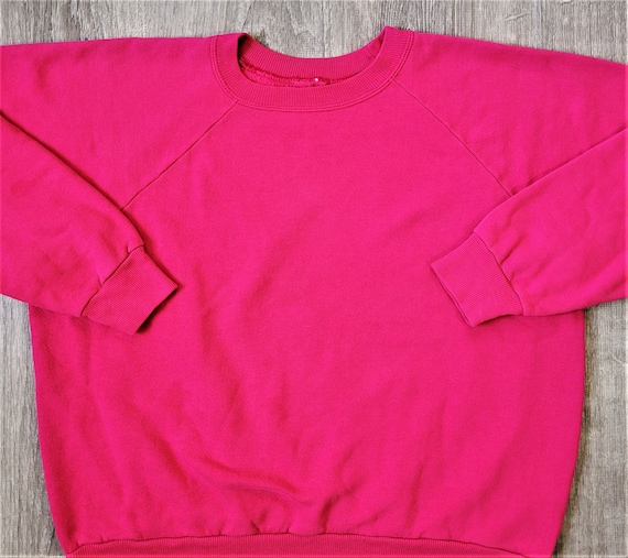 Vintage 80s Pink Crew Neck Raglan Athletic Sweats… - image 1