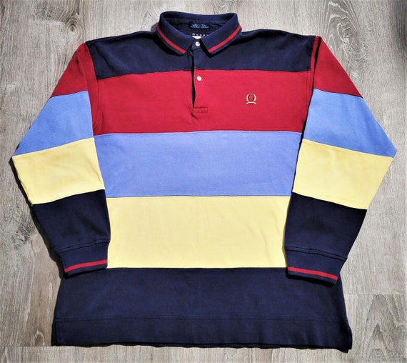 feudale Dejlig orkester Vintage 90s Tommy Hilfiger Rugby Polo Shirt Vtg 1990s Rainbow - Etsy