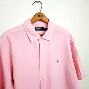 Vintage Polo Ralph Lauren Linen / Silk Shirt Mens 3XL Vtg 90s Preppy Leisure Button Up
