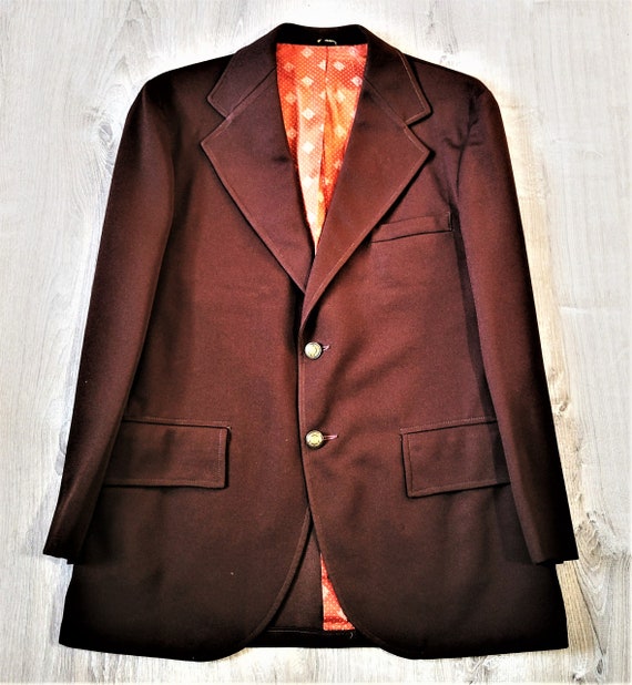 Vintage 60s 70s Brown Polyester Knit Sport Coat B… - image 2