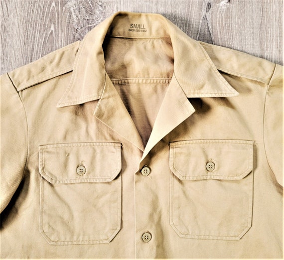Vintage 60s US Military Khaki Twill Shirt Vtg 196… - image 4