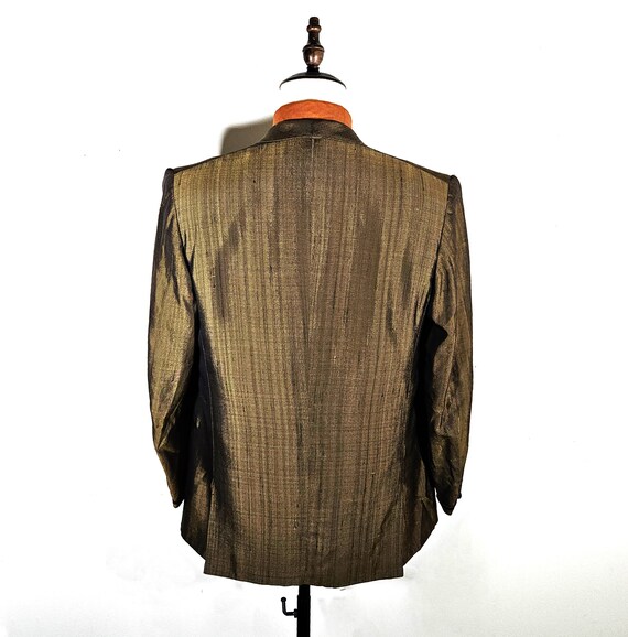 Vintage 50s 60s Green Silk Sharkskin Blazer Tuxed… - image 3