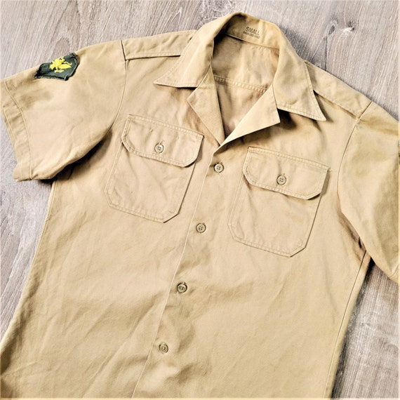 Vintage 60s US Military Khaki Twill Shirt Vtg 196… - image 3