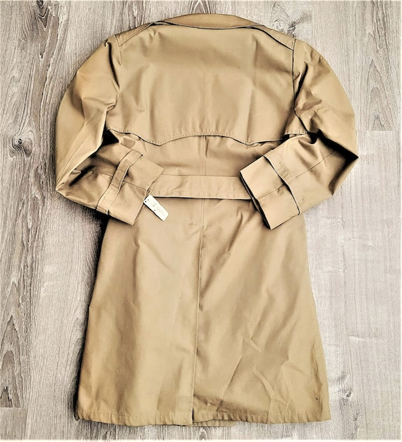 Vintage 60s 70s Deadstock Khaki Belted Trench Coa… - image 4