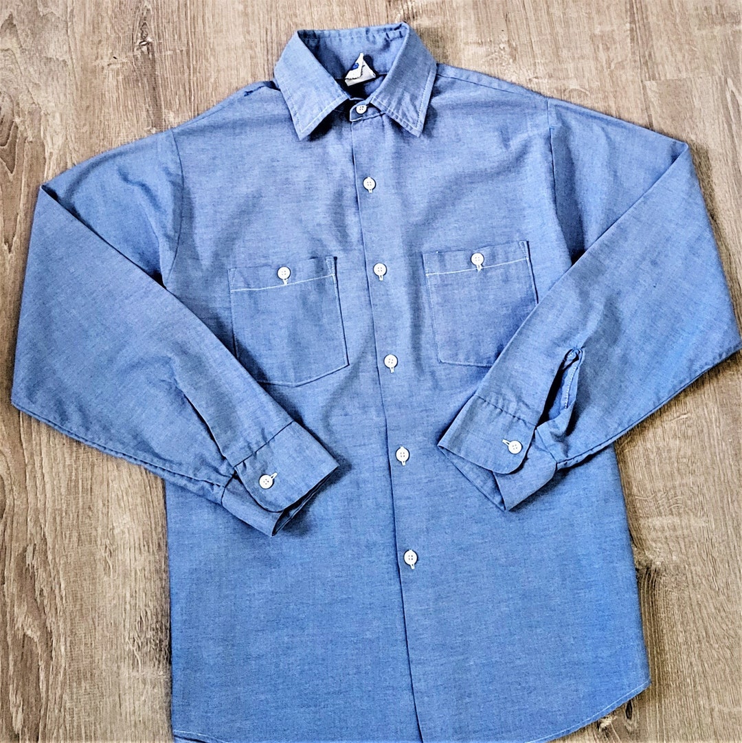 Vintage 60s 70s Riverside Chambray Work Shirt Vtg Workwear Etsy