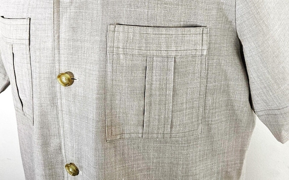 Beige Black Striped Linen Shirt Jacket 19179
