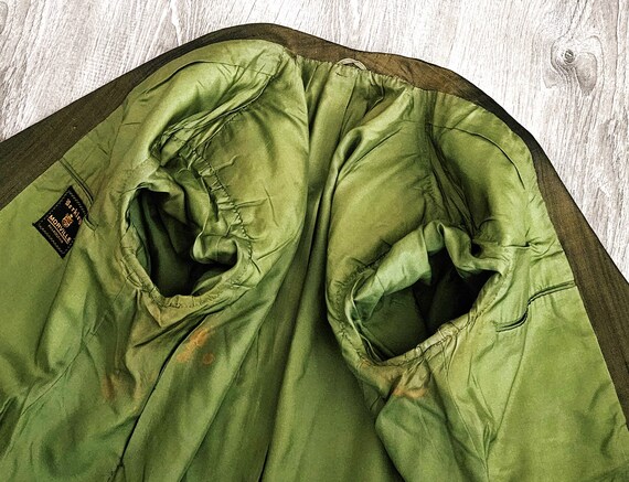 Vintage 50s 60s Green Silk Sharkskin Blazer Tuxed… - image 9