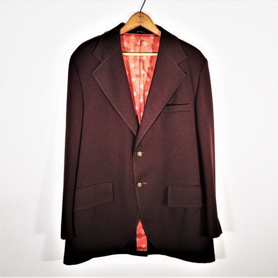 Vintage 60s 70s Brown Polyester Knit Sport Coat B… - image 9