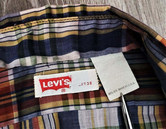 Vintage 70s Levis Plaid Western Shirt Vtg 1970s W… - image 10