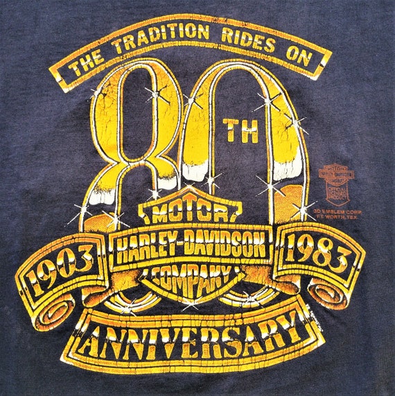 Vintage 1983 Harley Davidson T Shirt Vtg 80th Ann… - image 7