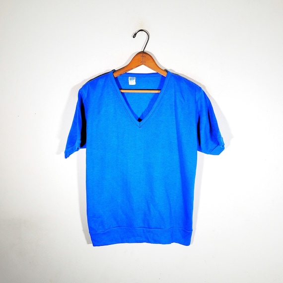 Vintage 60s 70s Montgomery Ward Short Sleeve V - Neck Sweatshirt