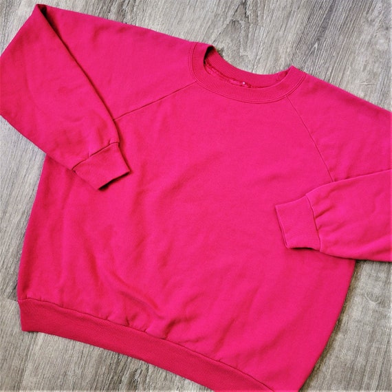 Vintage 80s Pink Crew Neck Raglan Athletic Sweats… - image 3