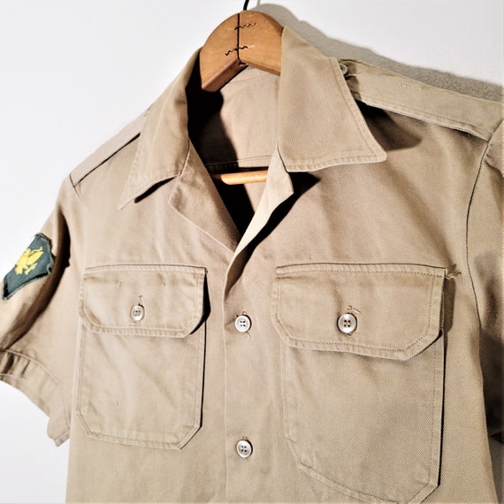 Vintage 60s US Military Khaki Twill Shirt Vtg 196… - image 8