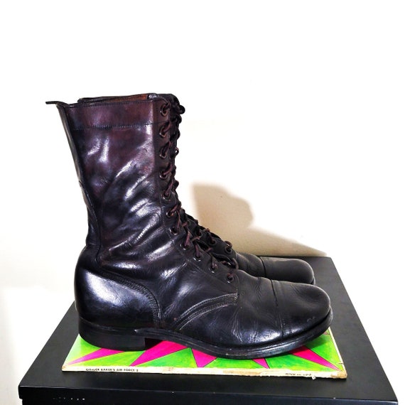 Vintage 50s Korean War Era Leather Cap Toe Combat… - image 3