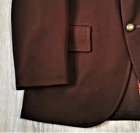 Vintage 60s 70s Brown Polyester Knit Sport Coat B… - image 7