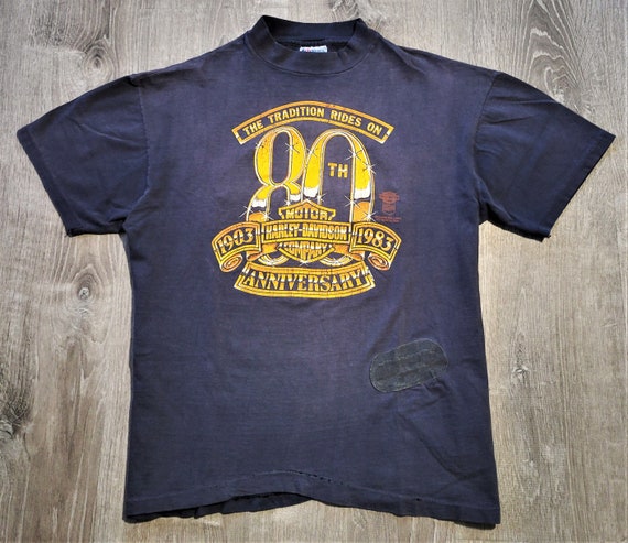 Vintage 1983 Harley Davidson T Shirt Vtg 80th Ann… - image 2