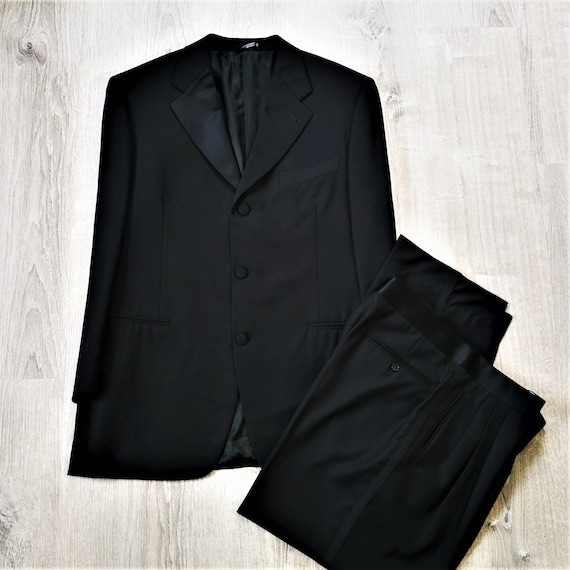 Canali Proposta 2 pc Tuxedo Suit Black Wool Silk Lape… - Gem