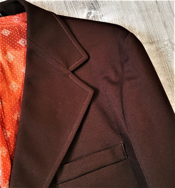 Vintage 60s 70s Brown Polyester Knit Sport Coat B… - image 4