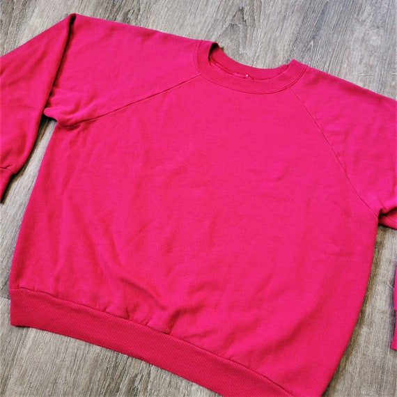 Vintage 80s Pink Crew Neck Raglan Athletic Sweats… - image 5