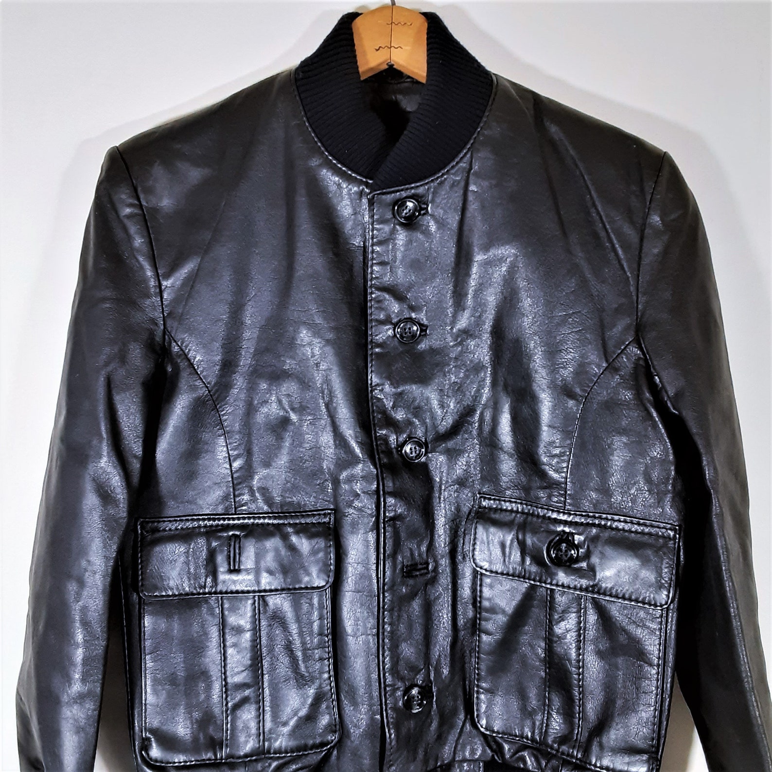 Vintage 60s 70s Saxony Black Leather Bomber Jacket 1960s 1970s | Etsy