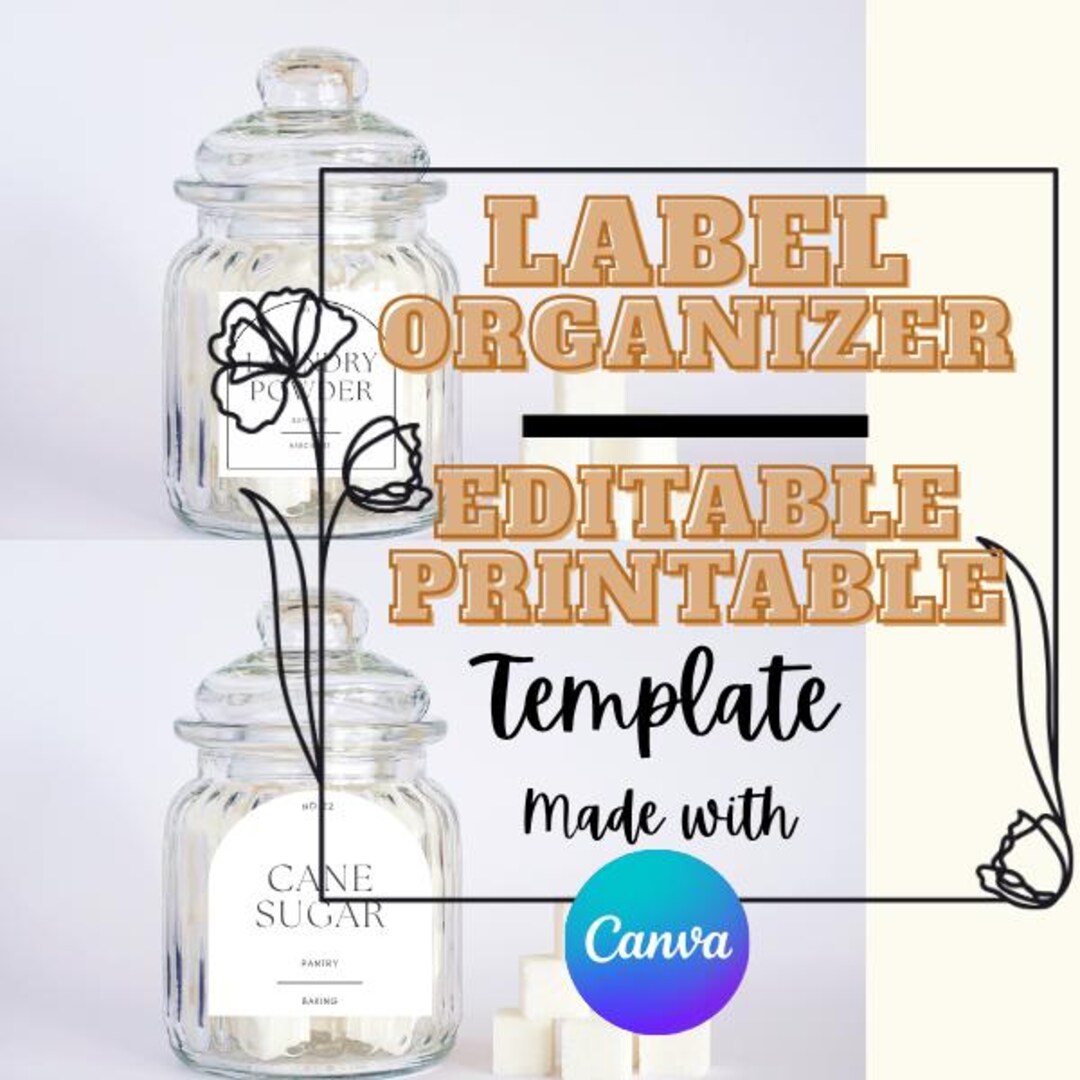 Clean Minimal Printable Black and White Arched Storage Label Editable ...