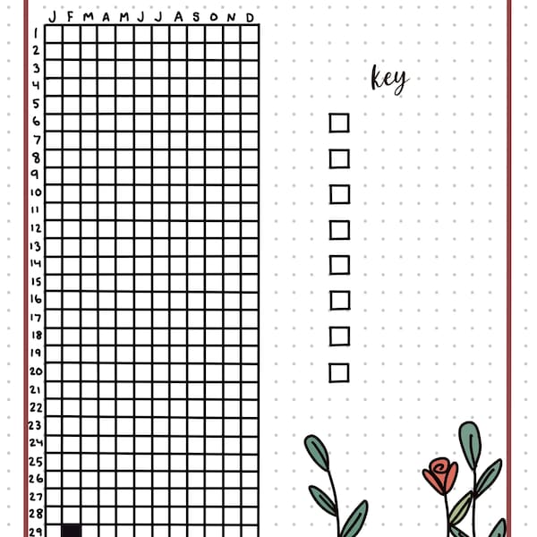 PDF | 2024 Year in Pixels Bullet Journal Spread | Printable | Downloadable