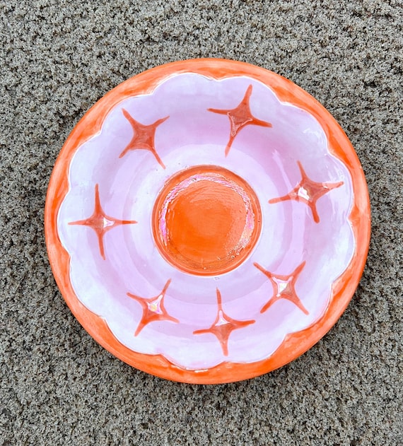 Ceramic Plate, Ceramic Trinket Dish, Trinket Dish, Retro Dish, Retro Decor, Ring Dish, Bridesmaids Gifts, Midcentury Decor, MCM Decor