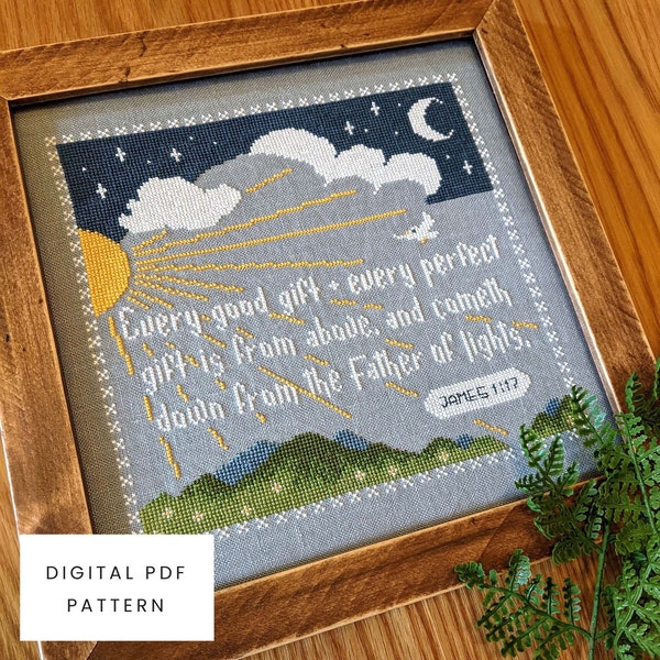 James 1:17 'Every Good Gift' Cross Stitch Pattern (Digital PDF Download)