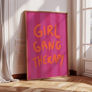 Poster "Girls Gang Club" colorful Handlettering Illustration of a Quote, Plakat, Art Print, Canvas