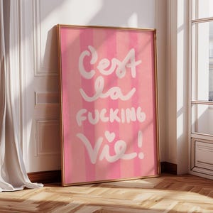 Poster "C'est la f*cking vie!" colorful Handlettering Illustration of a Quote, Plakat, Art Print, Canvas