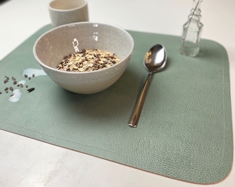 Sets de table lavables carrés 35 x 45 cm, cuir vegan, vert menthe