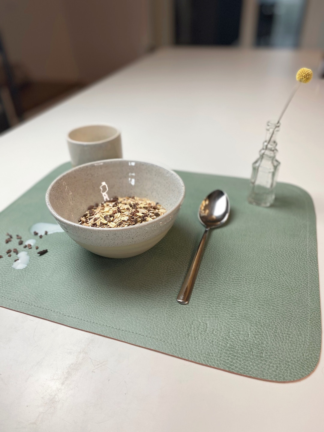 Abwaschbare Tischsets eckig 35x45 cm, veganes Leder, mint Grün