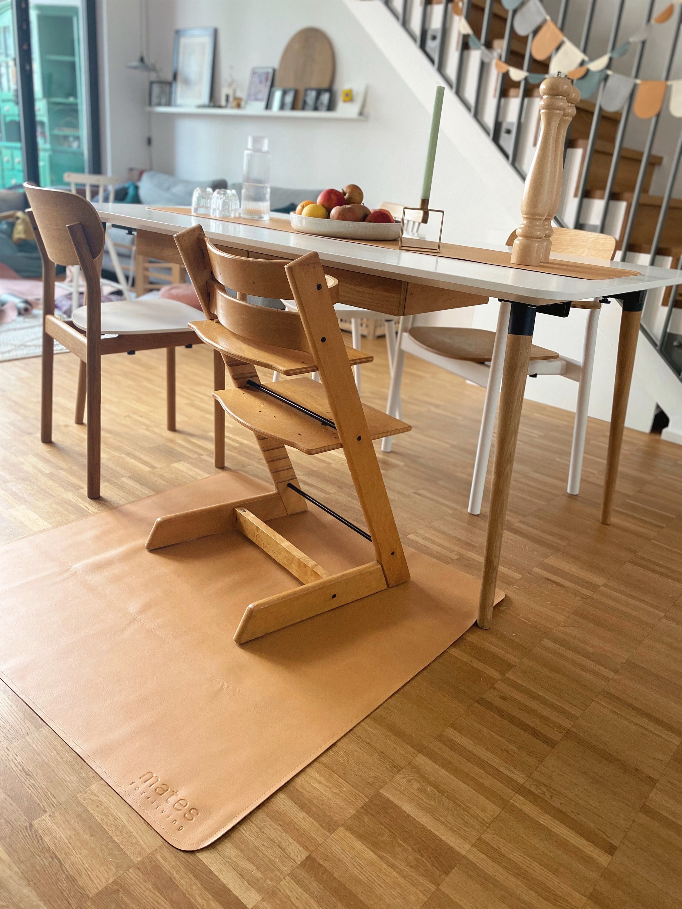 High Chair Mat as Floor Protection Under Your Tripp Trapp Made of Vegan  Leather 