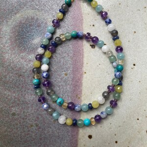 Beaded Necklace / Multicolor Gemstone Necklace / Beaded Sterling Silver Choker / Layering Necklace / Assorted Gemstone Necklace