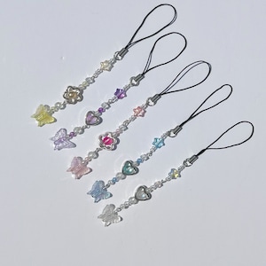 Dainty Fairycore Iridescent Butterfly Flower and Star Phone Charm / Strap / Keyring