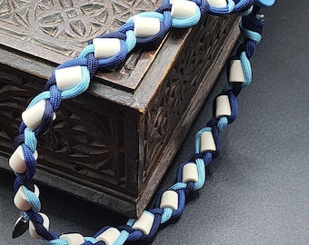 Natural EM Weave Tick and Flea Repellent Dog and Cat Collar - Three Tone Blue