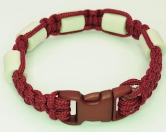 EM Natural Tick and Flea Repellent Bracelets - Burgundy Fineline