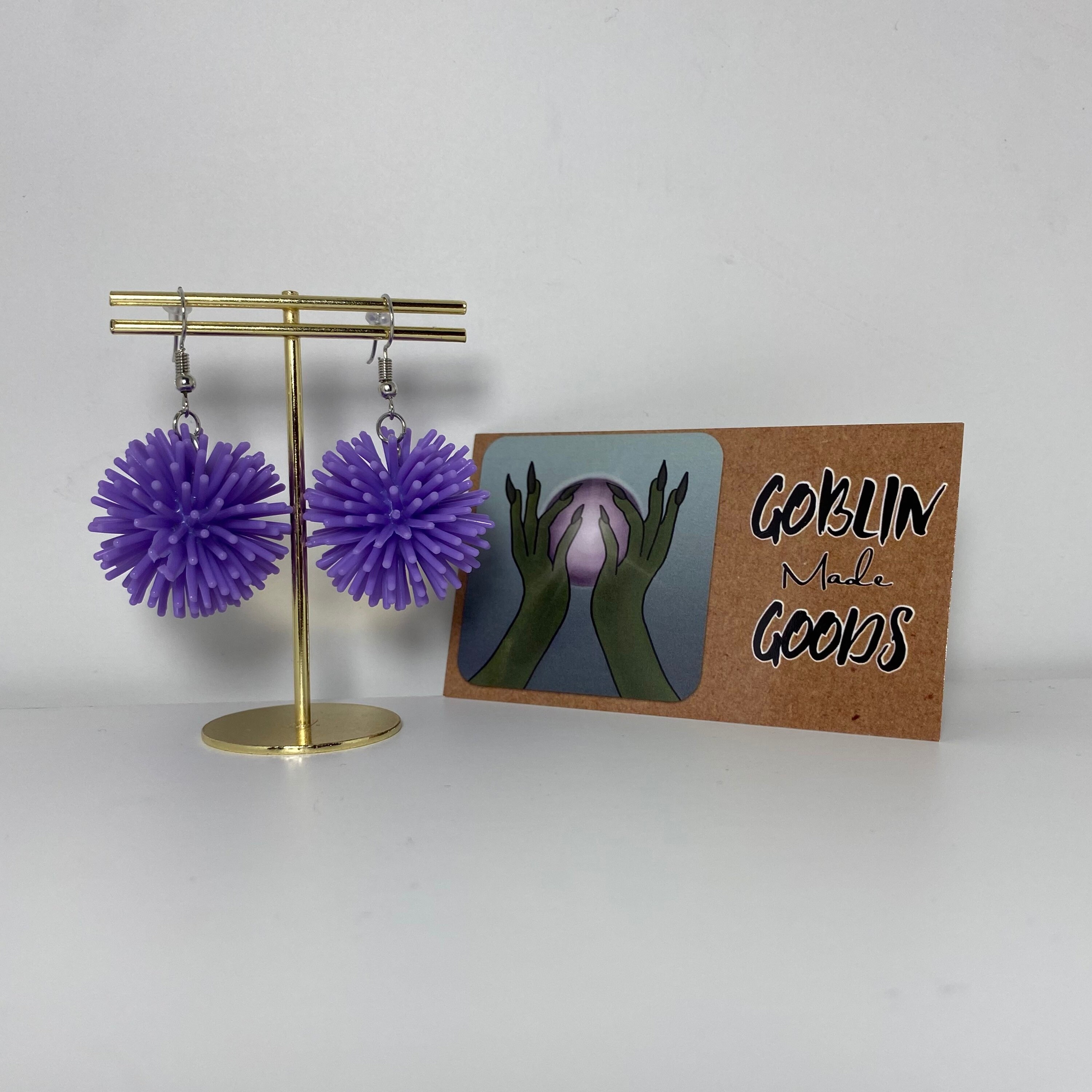 Purple Colourful Spiky Ball Dangle Earrings Etsy